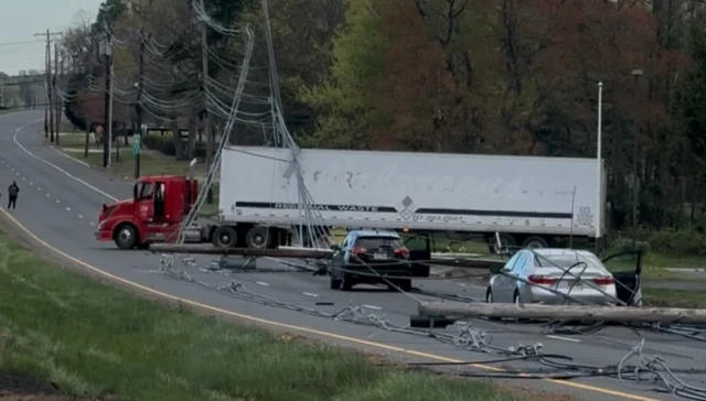 Crash with downed power lines traps drivers on route 34 in wall township, crews rescue occupants