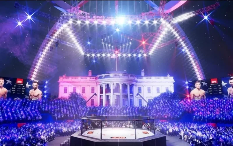 Donald trump builds massive thunderdome at white house for ufc birthday event