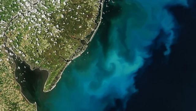 Massive blue ocean bloom turns new jersey coast caribbean-turquoise in rare spring spectacle
