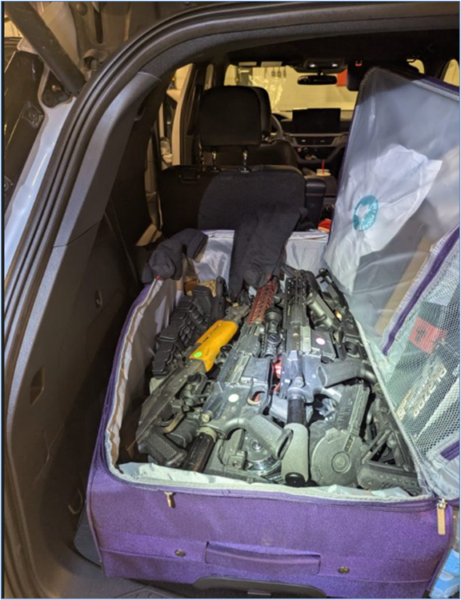 89 illegal firearms seized during liberty traffic stop; 3 men face federal smuggling charges