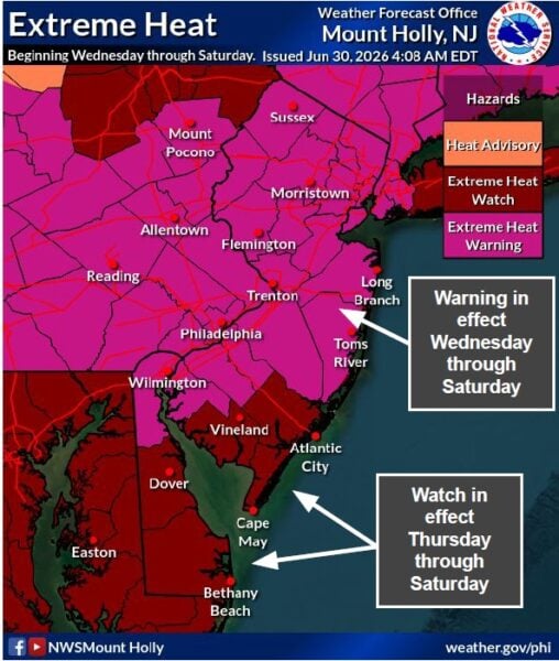 Berkeley township warns residents as heat index could reach 110 degrees this week Berkeley township warns residents as heat index could reach 110 degrees this week