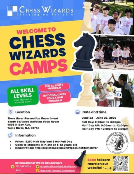 Toms river recreation offering pickleball classes and summer chess camp Toms river recreation offering pickleball classes and summer chess camp