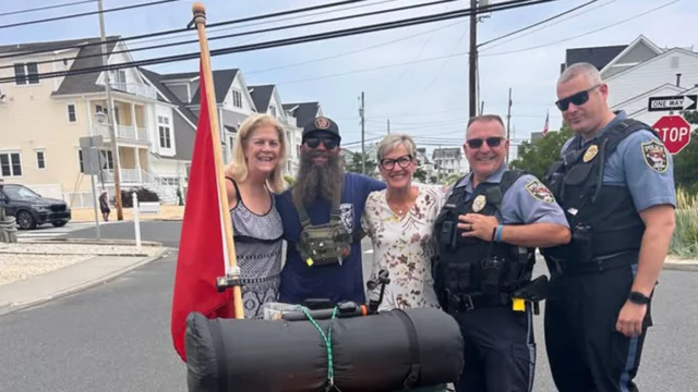 Marine veteran walking across america for mental health awareness passes through brick township