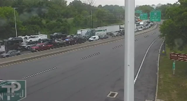 Multiple mid-morning crashes snarl traffic across new jersey, including overturned tractor-trailer