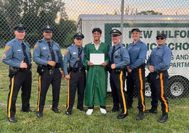 New jersey state police honor fallen trooper's son at new milford high school graduation