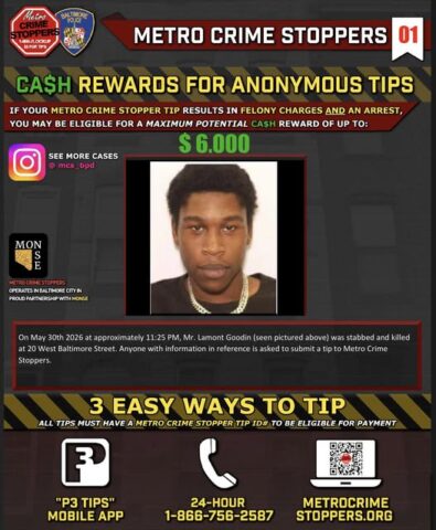$6k reward offered after deadly baltimore stabbing claims young man's life
