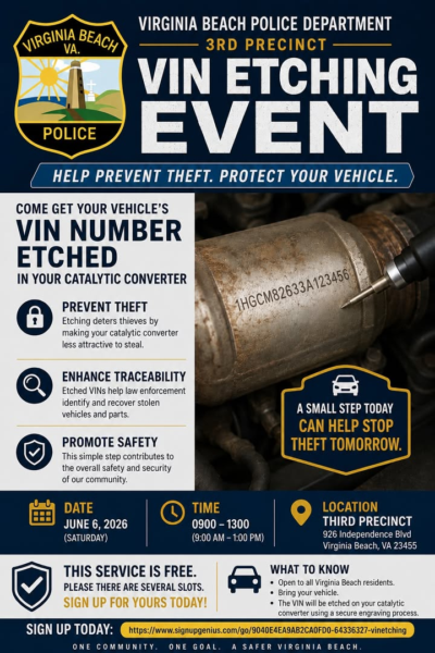 Free vin etching event aims to curb catalytic converter theft across virginia beach Free vin etching event aims to curb catalytic converter theft across virginia beach