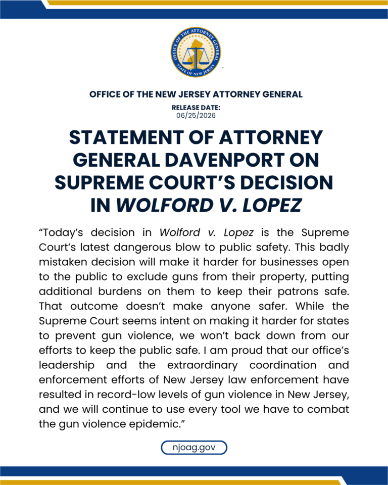 New Jersey's New Attorney General Upset Over Supreme Court Ruling in ...
