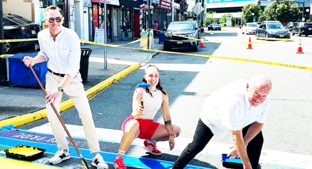Rep. Rob menendez repaints jersey city pride crosswalk ahead of annual celebration