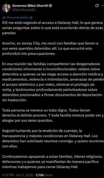 Hola! Yo soy mikie! Governor sherrill pledges, in spanish, support for delaney hall migrants