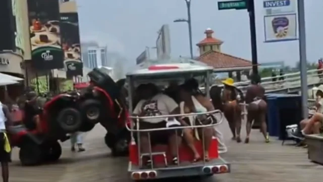 Watch: police atv crash on boardwalk injures several people in atlantic city