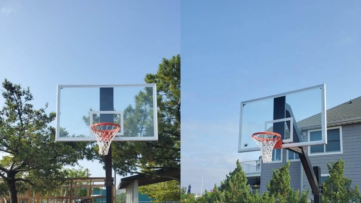 New basketball backboards installed at ortley beach bayside park in toms river