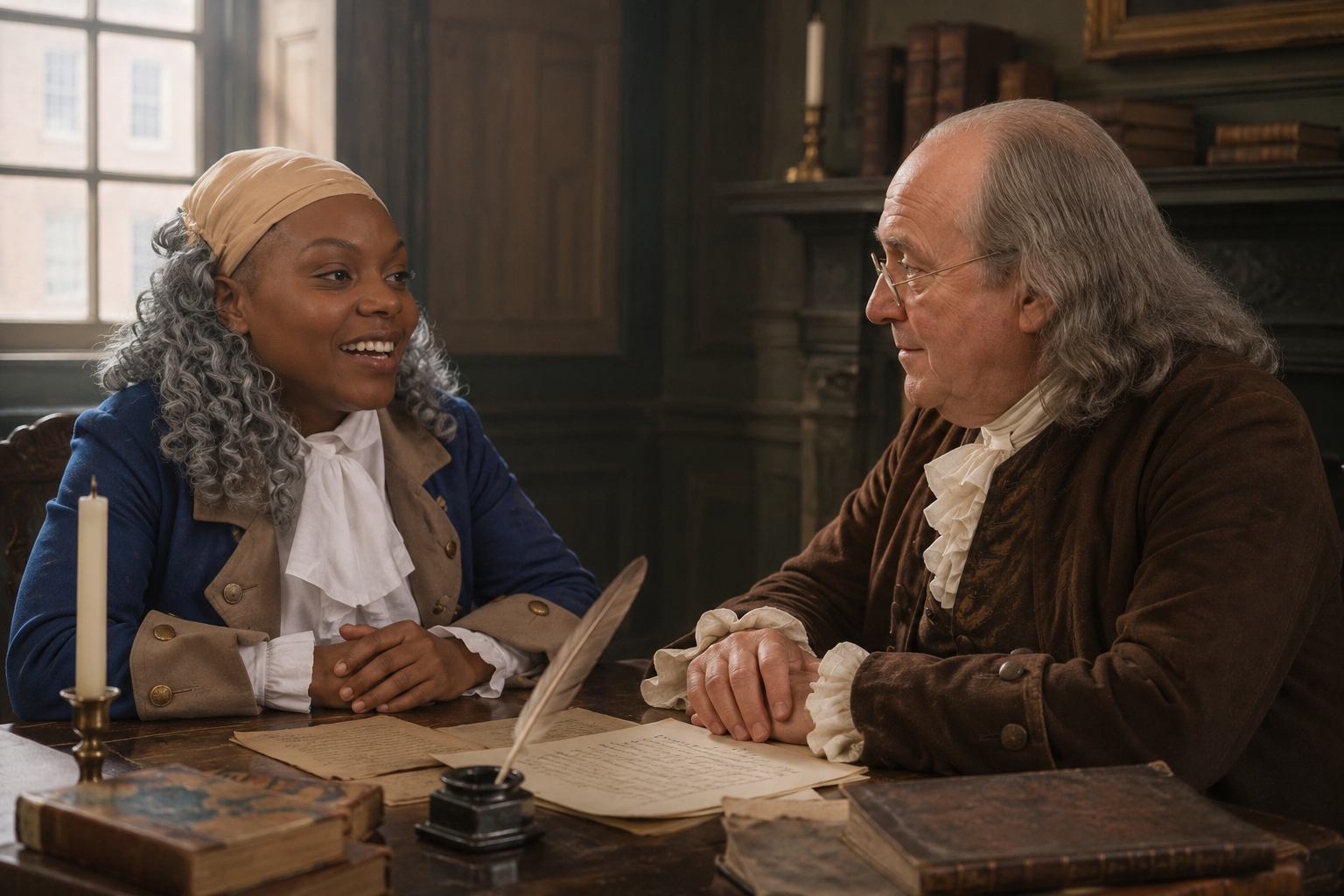 African american philadelphia woman wins ben franklin look-alike contest during america 250 celebration