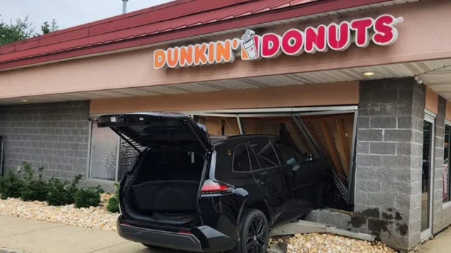 Employee pinned after car crashes into south brunswick dunkin' donuts