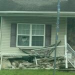 A coach bus traveling northbound crashed into a home at the busy T-intersection of East Veterans Highway (Ocean County Route 528) and Whitesville Road early Wednesday morning after apparently continuing straight through the intersection.