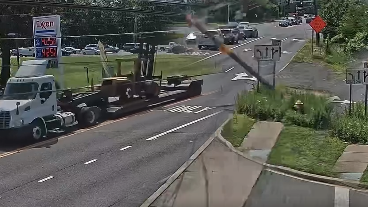 Watch as truck snaps utility pole, sparks fire at busy toms river intersection