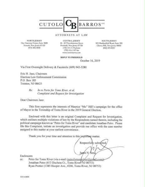 Toms river council hires mo hill's 'pay to play' political campaign lawyer to fight embattled mua commissioner's lawsuit
