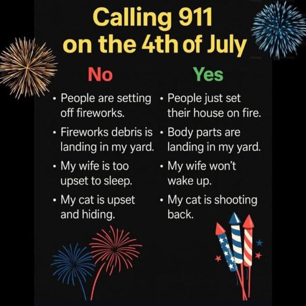 East brunswick police joke: don't call 911 for fireworks unless it's a real emergency East brunswick police joke: don't call 911 for fireworks unless it's a real emergency