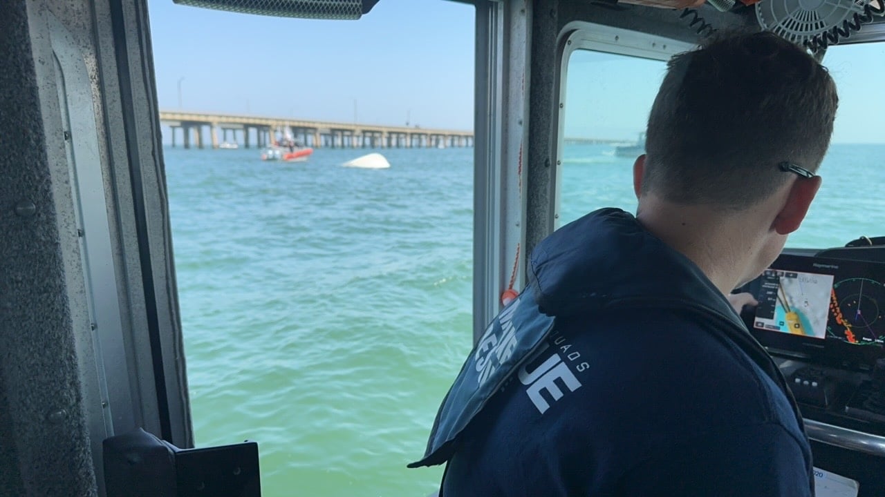 Four boaters rescued after vessel capsizes near chesapeake bay bridge-tunnel