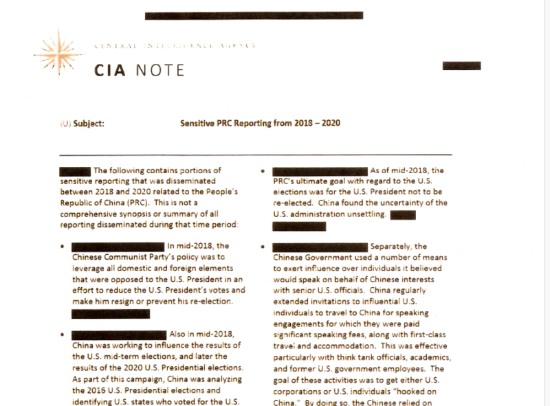 Declassified cia memo says china paid u. S. Media to undermine trump in 2020 Declassified cia memo says china paid u. S. Media to undermine trump in 2020