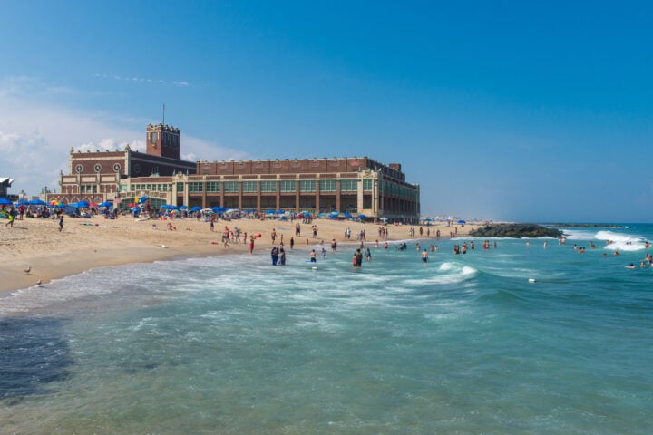 Asbury Park Beach, NJ Convention Center in Background