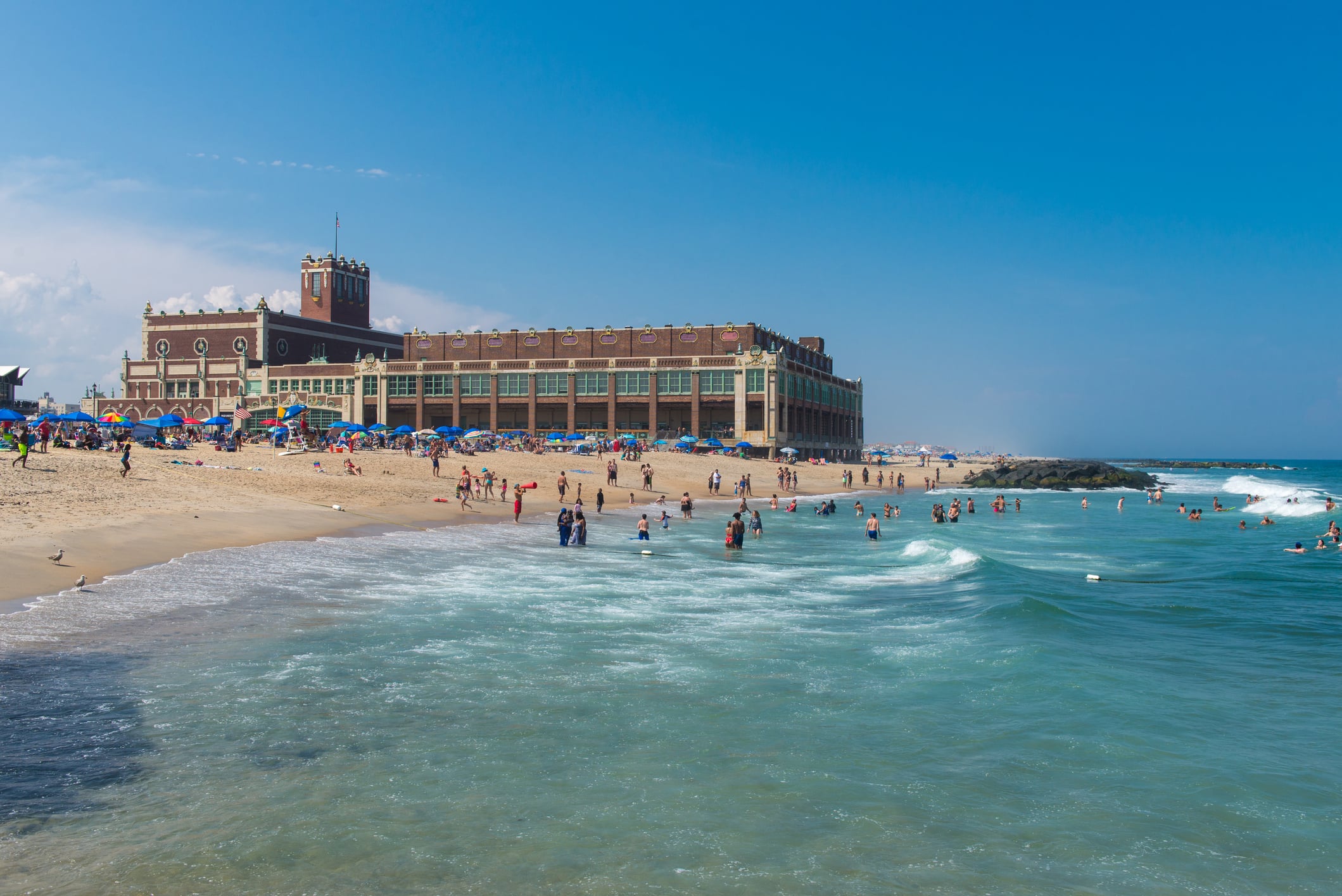 Asbury park beach, nj convention center in background