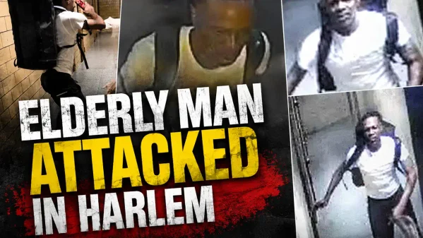Photo Caption: The NYPD released information seeking the public's help identifying a suspect wanted in connection with the assault of a 75-year-old man inside a Harlem building.