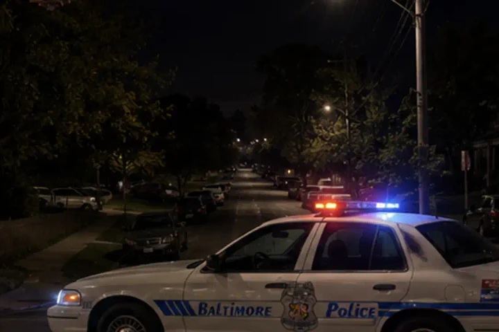 Photo Caption: Baltimore County Police detectives investigate a shooting and stabbing on McShane Way in Dundalk that left one man critically injured and another hospitalized.
