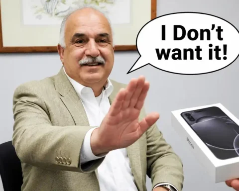 Photo caption: Screenshots of text messages exchanged between Toms River officials show Council President David Ciccozzi declining a township-issued cellphone after stating he no longer wished to conduct township business on his personal phone.