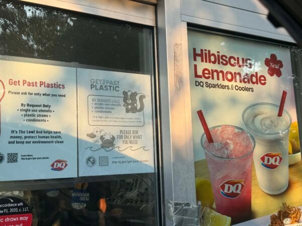 Dairy Queen - Millstone, NJ - New Jersey's new "Skip the Stuff" law requires restaurants to provide straws, utensils, condiment packets, and extra napkins only when customers specifically request them.