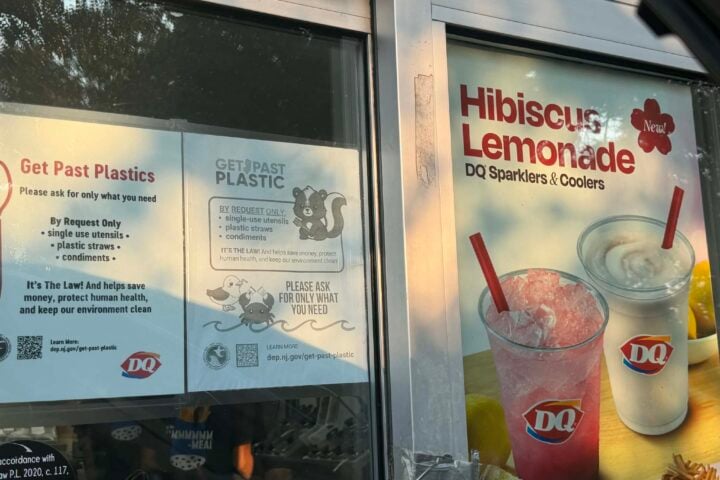 Dairy Queen - Millstone, NJ - New Jersey's new "Skip the Stuff" law requires restaurants to provide straws, utensils, condiment packets, and extra napkins only when customers specifically request them.