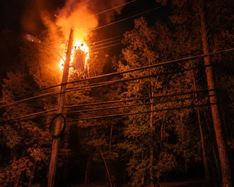Photo Caption: Emergency crews responded to a transformer fire at Gil Putnam Memorial Park in Jackson Township before JCP&L restored power.