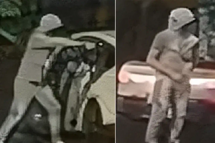 NYPD detectives are searching for a gunman who shot a 21-year-old man in the leg during a Queens street fight before fleeing in a white Hyundai Elantra.