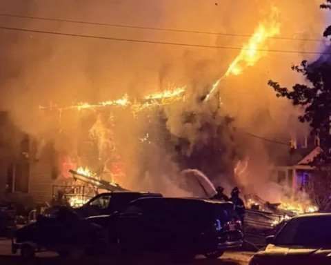 Helmetta firefighters joined a large mutual aid response to a fatal overnight house fire in Jamesburg that claimed multiple lives and injured several firefighters. -Photos by Helmetta Fire Department