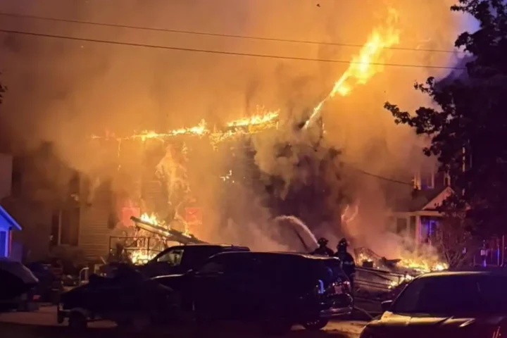 Helmetta firefighters joined a large mutual aid response to a fatal overnight house fire in Jamesburg that claimed multiple lives and injured several firefighters. -Photos by Helmetta Fire Department