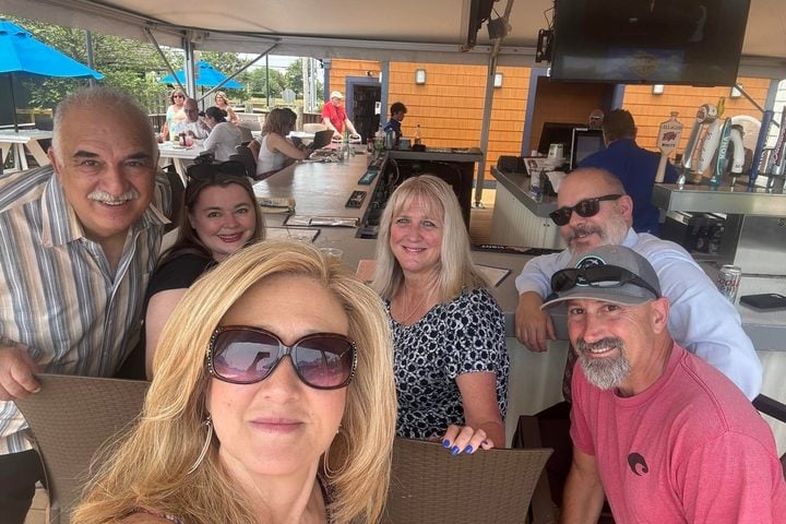 Photo of Kowalweski (Front) at a bar with Toms River councilmen David Ciccozzi and Tom Nivison. Also picture is lawyer Anne Hammil Pasqua, who served recently as a head of the local "Mo Hill" affliated Republicans for Toms River. Photo by Republicans for Toms River