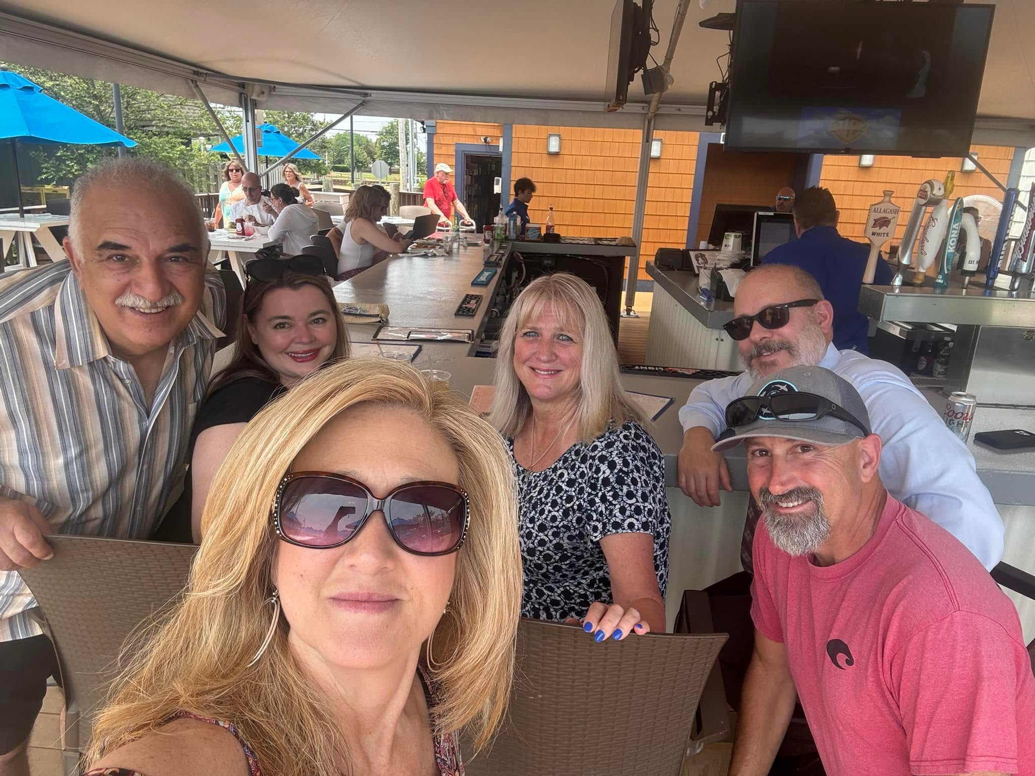 Photo of kowalweski (front) at a bar with toms river councilmen david ciccozzi and tom nivison. Also picture is lawyer anne hammil pasqua, who served recently as a head of the local "mo hill" affliated republicans for toms river. Photo by republicans for toms river