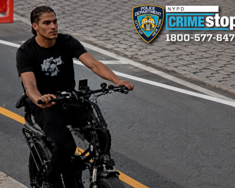 Police are searching for the suspect after an elderly man was allegedly robbed of his chain by an e-bike rider in Manhattan, and investigators are urging anyone with information to contact Crime Stoppers.