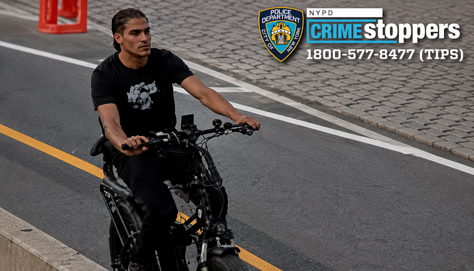 Police are searching for the suspect after an elderly man was allegedly robbed of his chain by an e-bike rider in manhattan, and investigators are urging anyone with information to contact crime stoppers.