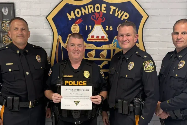 Sgt. Don Darcangelo is Monroe Township Police Department’s July Officer of the Month. The department recognized him for his leadership and extensive work planning public safety operations for township events.