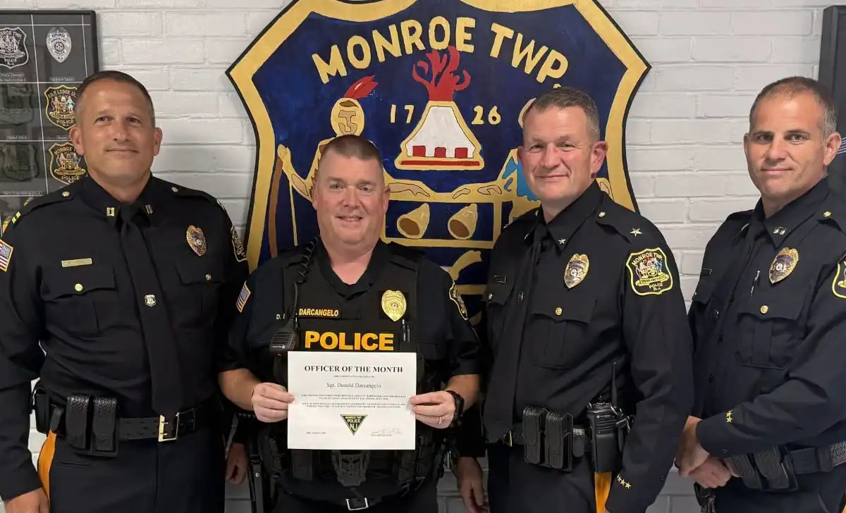 Sgt. Don darcangelo is monroe township police department’s july officer of the month. The department recognized him for his leadership and extensive work planning public safety operations for township events.