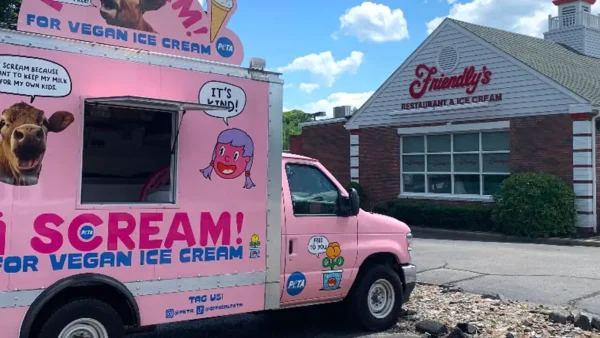 PETA's "iScream" truck is heading to Friendly's in Toms River to distribute free vegan ice cream while urging the restaurant chain to add dairy-free frozen dessert options.