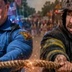 Pemberton Borough police have challenged the Good Will Fire Company to a tug-of-war showdown during the borough's anniversary parade.