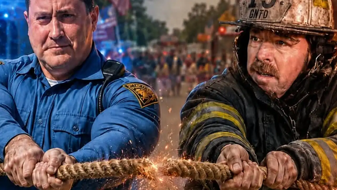 Pemberton borough police have challenged the good will fire company to a tug-of-war showdown during the borough's anniversary parade.