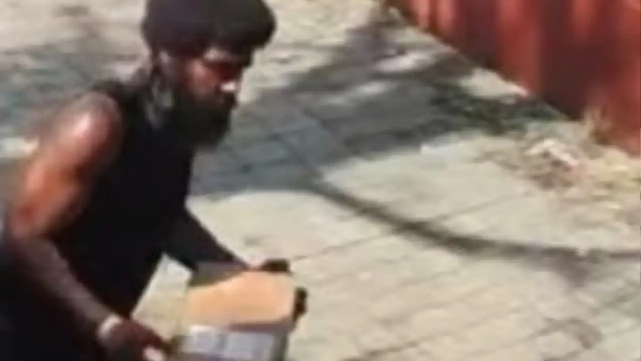 Newark police are searching for a suspected porch pirate who was caught on surveillance video stealing a desktop computer just minutes after it was delivered by fedex.