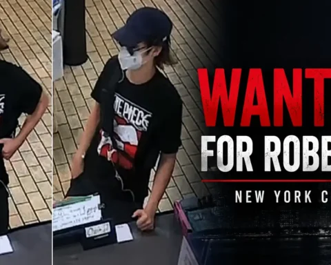Photo Caption: Surveillance images released by the NYPD show the suspect wanted in connection with an armed commercial robbery at a business on Northern Boulevard in Queens.