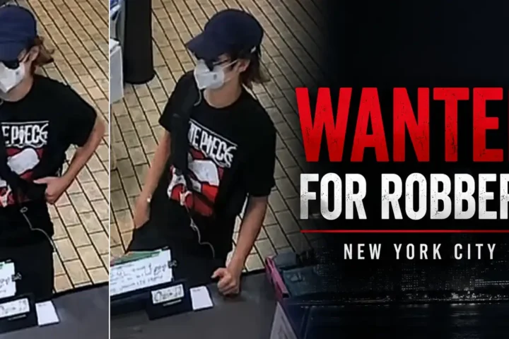 Photo Caption: Surveillance images released by the NYPD show the suspect wanted in connection with an armed commercial robbery at a business on Northern Boulevard in Queens.