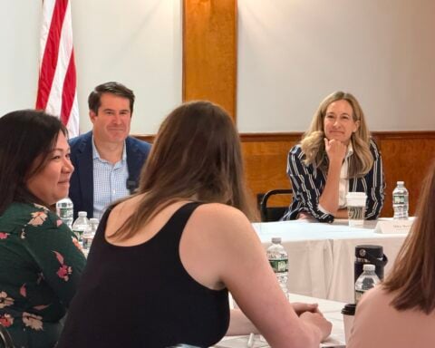 Photo caption: Gov. Mikie Sherrill campaigned in Massachusetts while Attorney General Jennifer Davenport participated in multistate litigation in California as New Jersey continues grappling with major policy challenges at home.