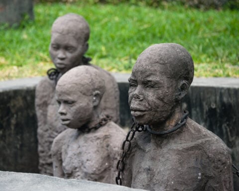 Photo caption: Slave Market Memorial in Zanzibar: The New Jersey Legislature is considering reparations-related legislation tied to the state's history of slavery, though the proposal remains in committee awaiting further action.