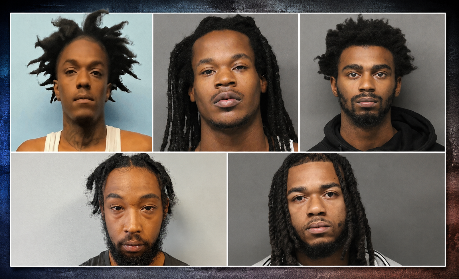 Photo caption: five men have been charged following an investigation into an alleged armed robbery and aggravated assault in south hackensack.